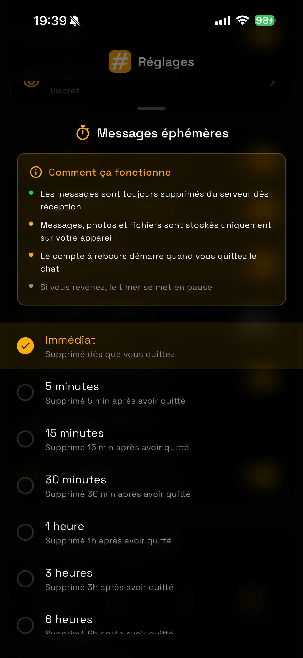 Aperçu de l'application
